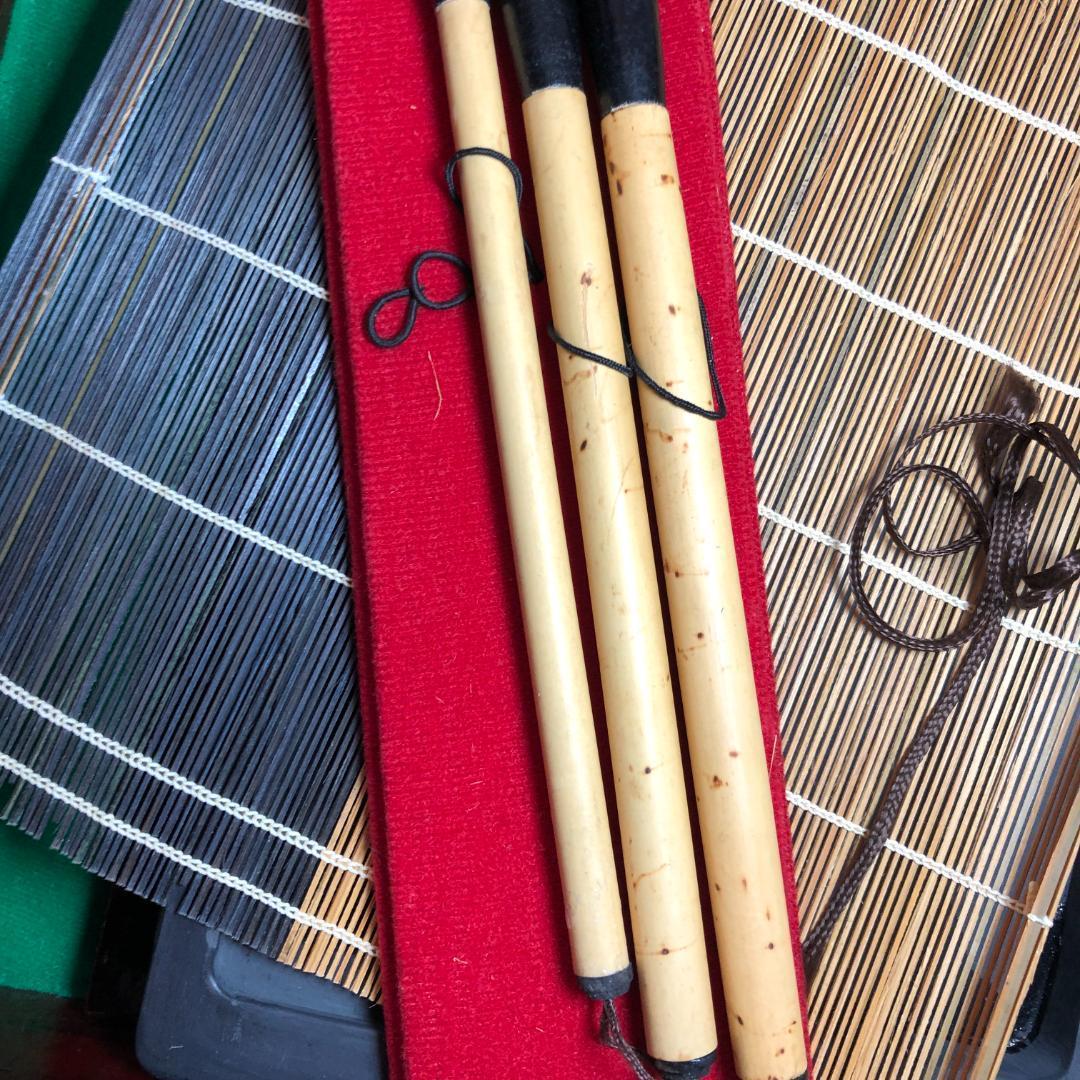 書道セット　硯　竜　彫刻　骨董品　古美術　特大サイズ7.3㎏　未使用品　筆墨函