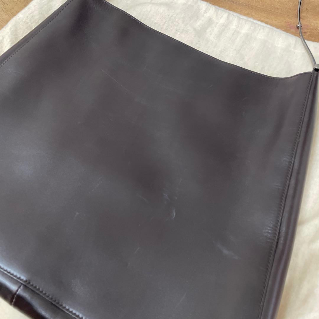 グッチ　ダークブラウン レザー ショルダーバッグ