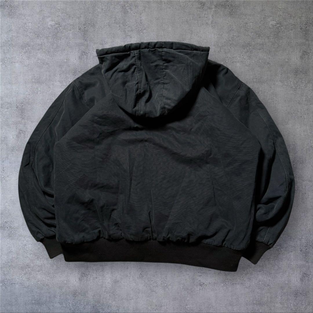 2303 古着Corner Stoneダック地アクティブジャケット企業系ロゴ墨黒