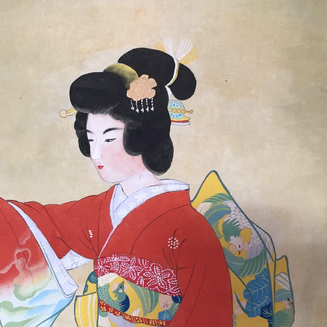 掛け軸　値下げ　美人画　日本画　上村松園？序の舞　模写