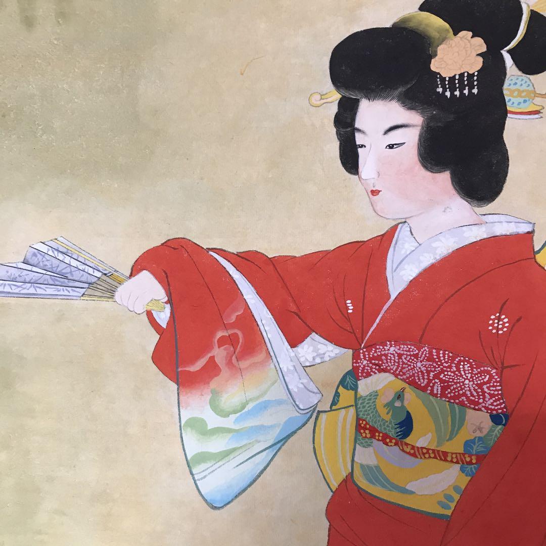 掛け軸　値下げ　美人画　日本画　上村松園？序の舞　模写