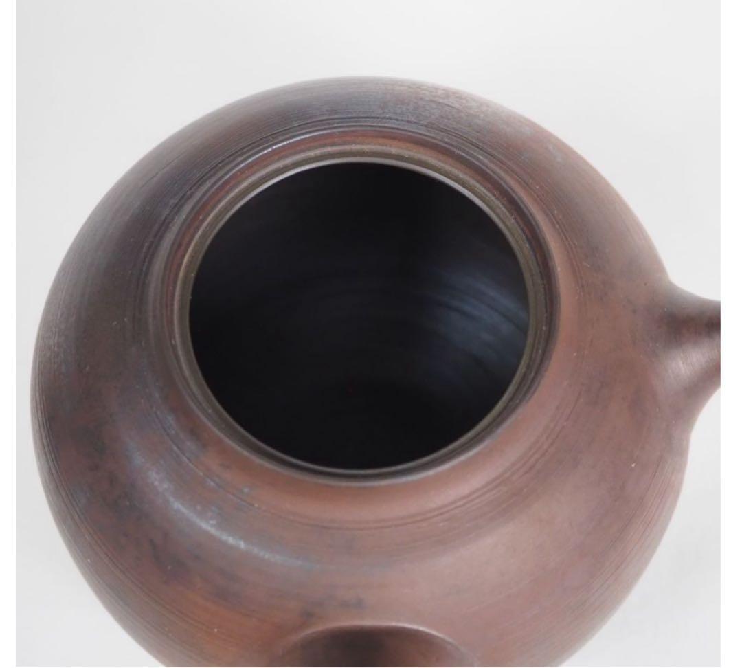 送料無料 常滑名工 水野陽景作 窯変朱泥急須 薄胎重