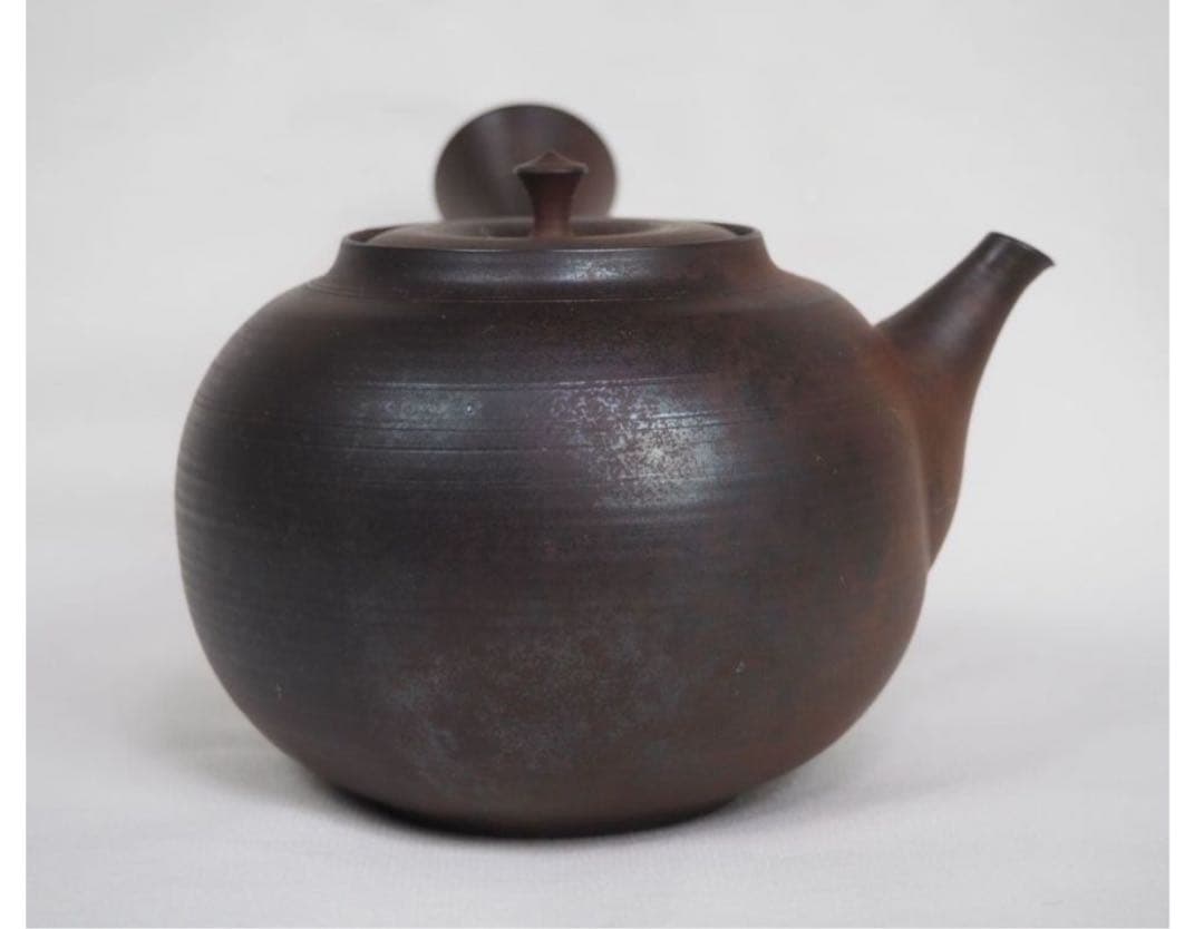 送料無料　常滑名工 水野陽景作 窯変朱泥急須　薄胎重さ145ｇ　煎茶道具