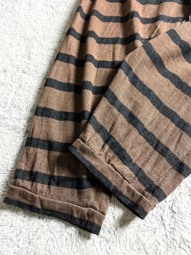 【ICHI Antiquite's】リネン100% ボーダー柄 サルエルパンツ