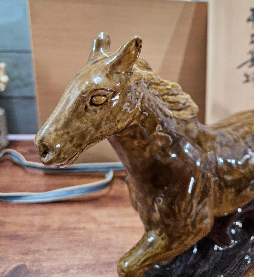 人間国宝 三代 徳田八十吉 作 干支 置物 午 馬 共箱 栞付き