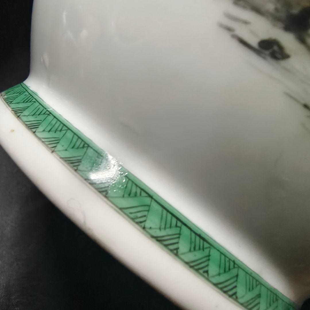 中国花瓶 手描き山水風景図 建窯 作家物 古美術 時代物 蒐集家放出美品 骨董