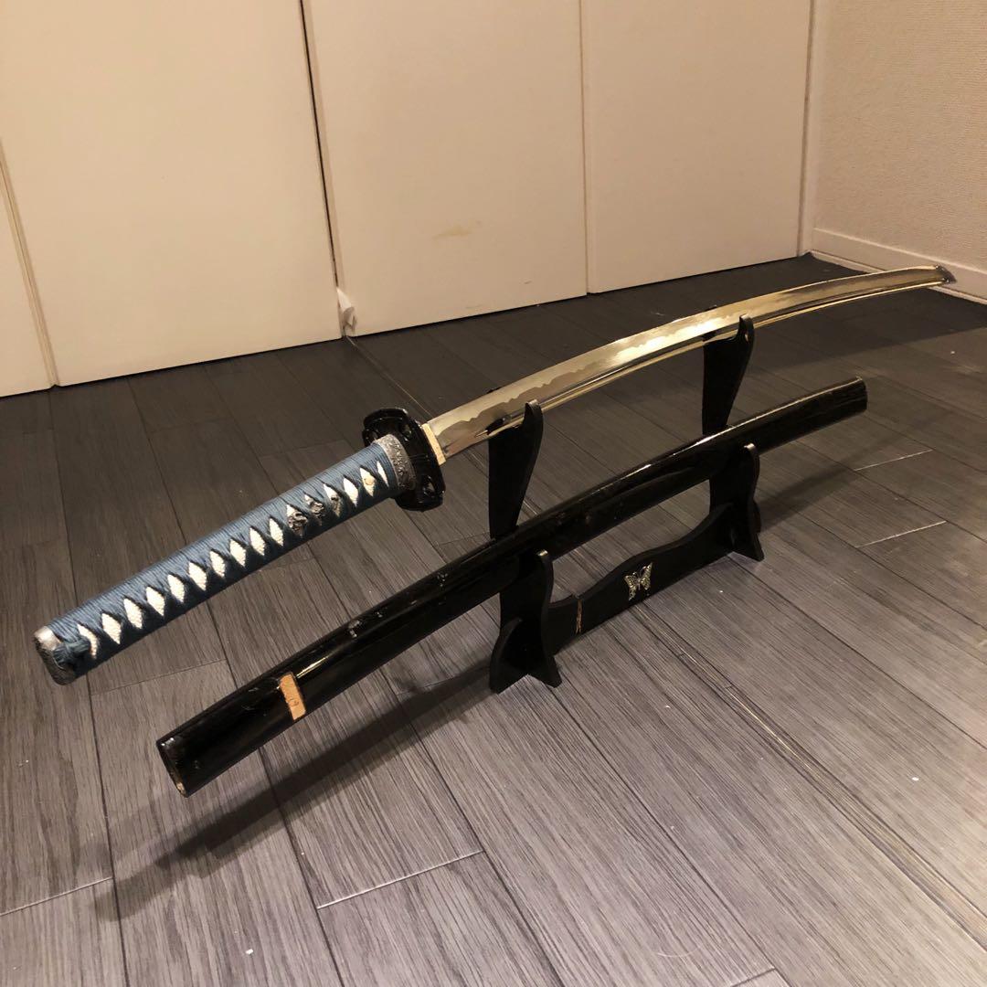 最高級模造刀　高級居合刀　樋入り刀身　青緑拵え　亜合金刀身　名刀