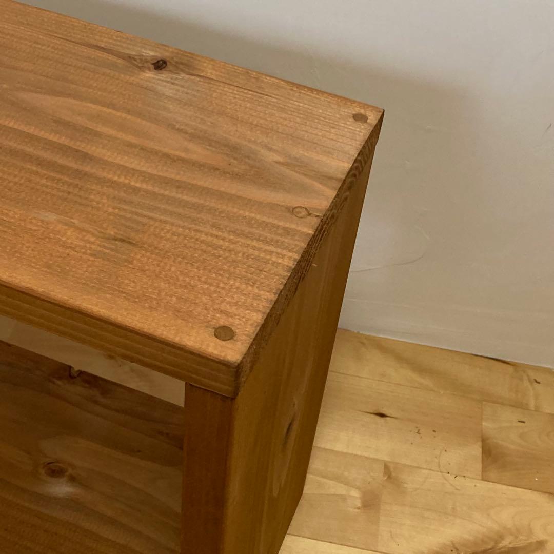 幅70cm】 天然木一枚板の棚付きスリムベンチ