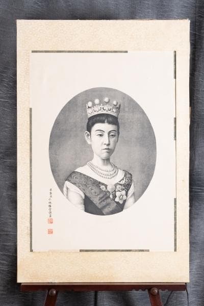 明治26年 ☆『明治皇后陛下肖像画』☆高精細な肖像画 ！ 約97×