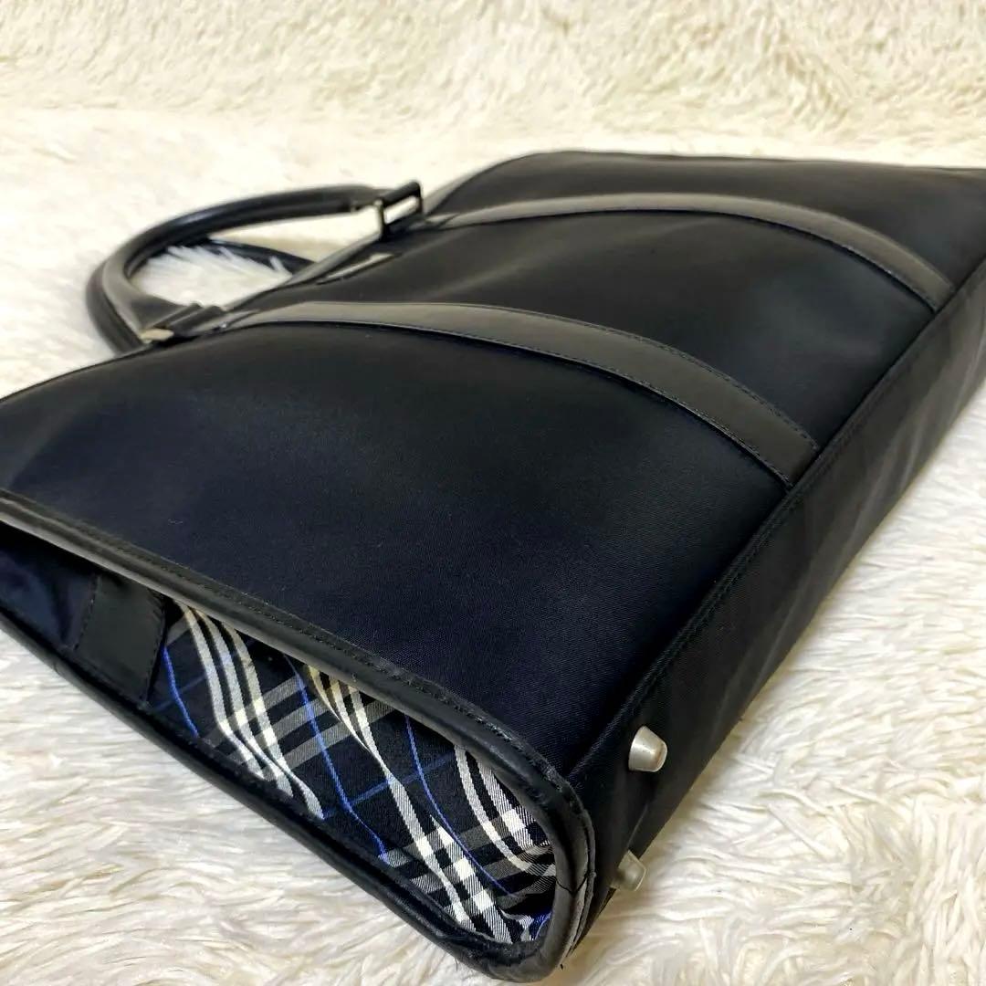 バーバリー ビジネスバッグ ノバチェック ロゴプレートナイロン レザー　ブラック