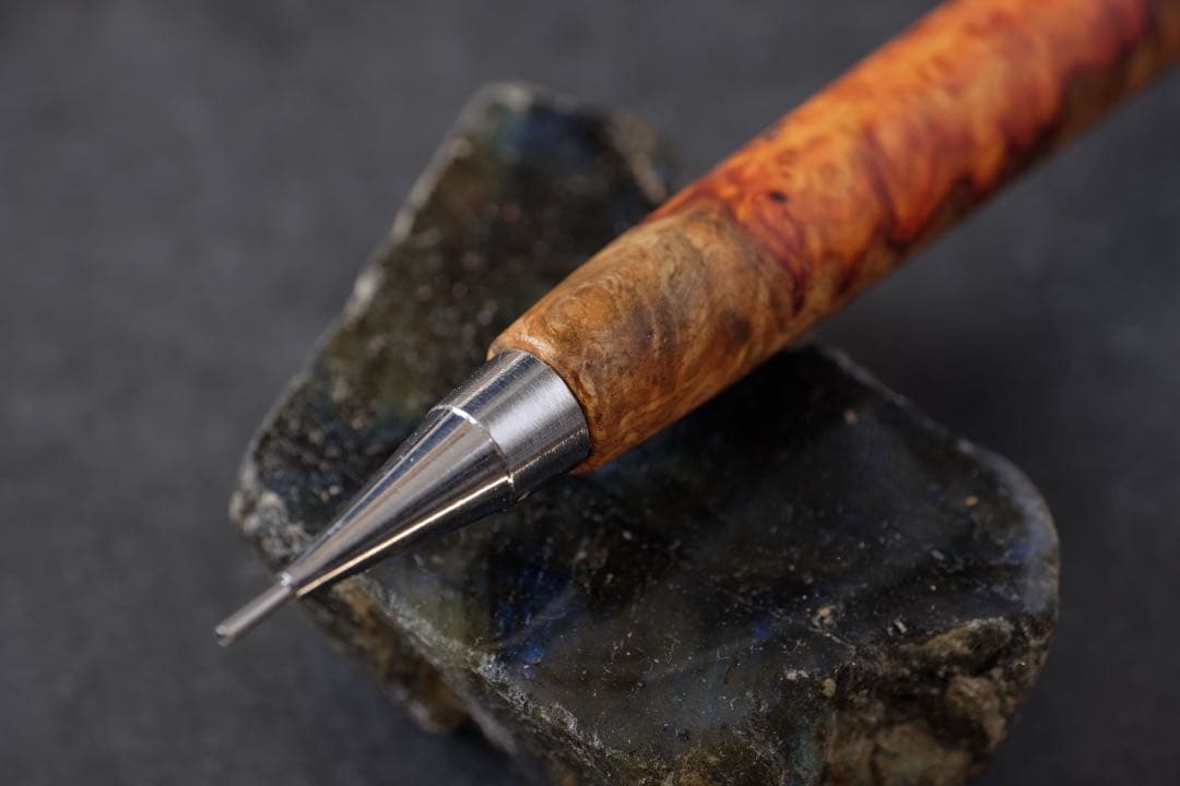 PG5木軸カスタム0216　高村杢工房 製図用シャープペンシル　花梨瘤　紅白