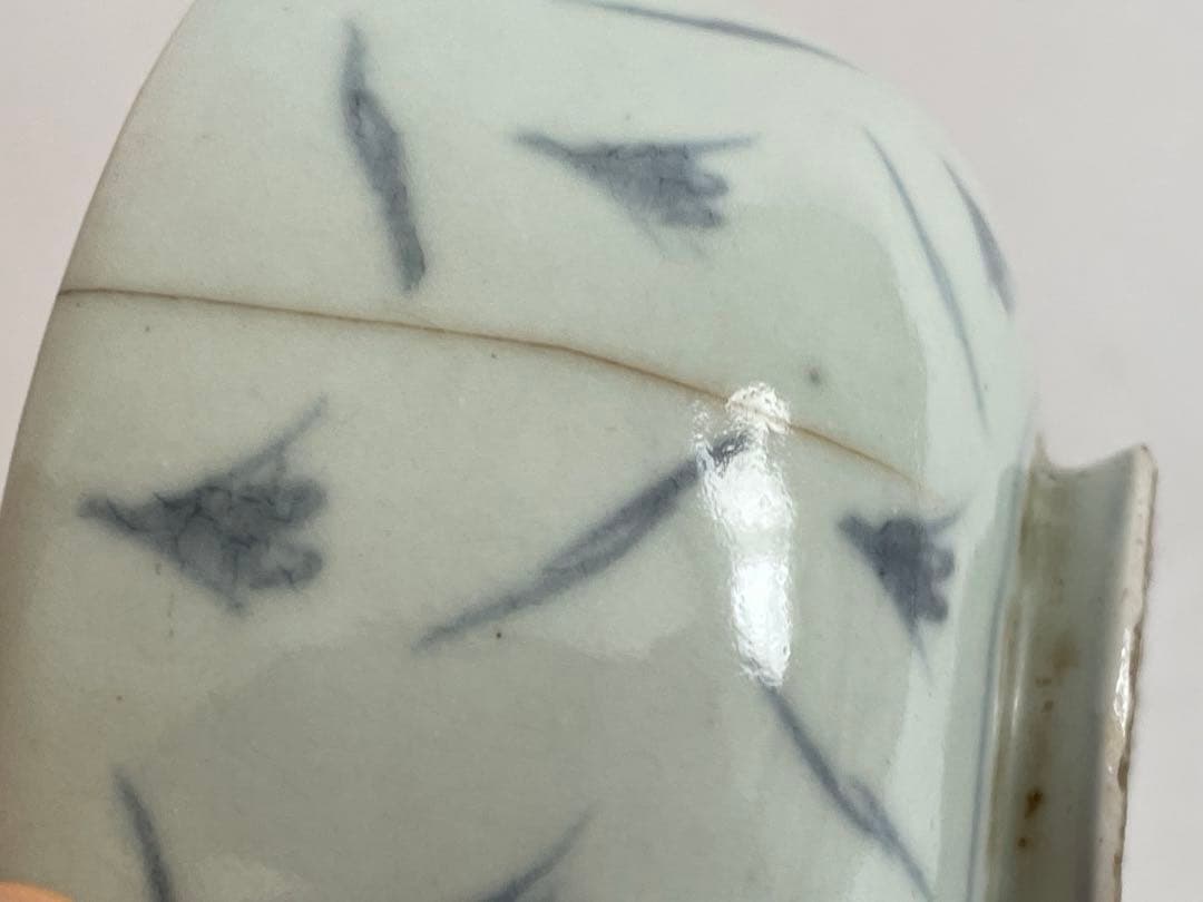 骨董　アンティーク　古伊万里　染付　蜂文様　蓋茶碗　蓋碗