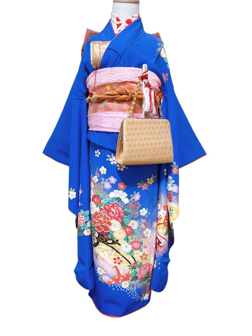 訳あり特価品♡正絹　七五三　7歳　フルセット　一式　青系　ピンク