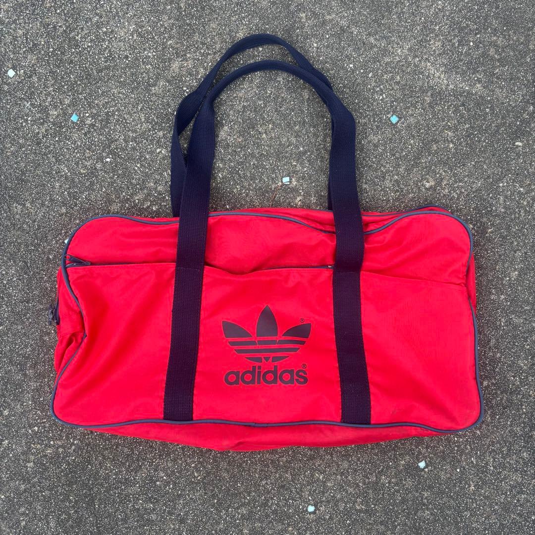 80s adidas ヴィンテージ スクールバッグ ボストンバッグ 赤紺 - メルカリ