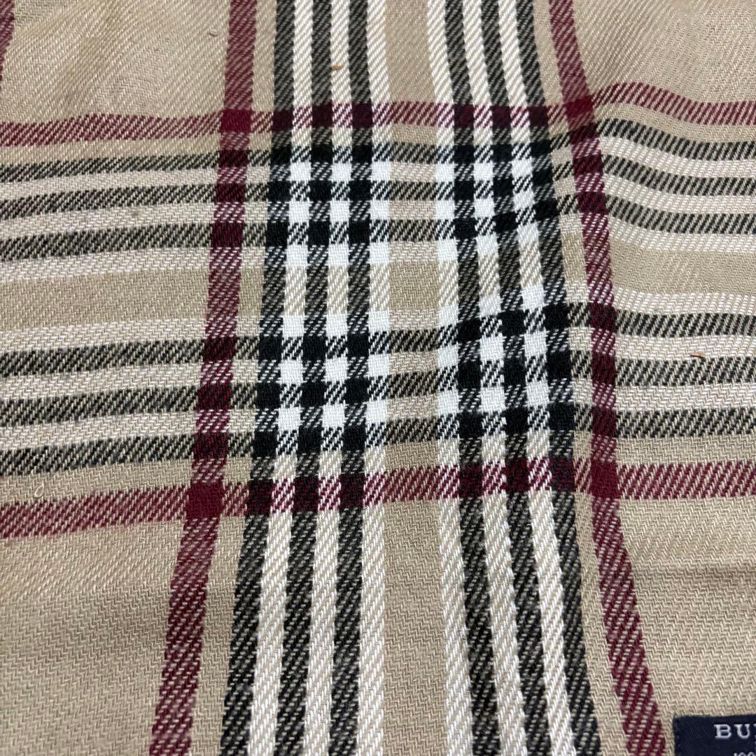 O44】英国製BURBERRYロンドンラムウール100%ノバチェックマフラー