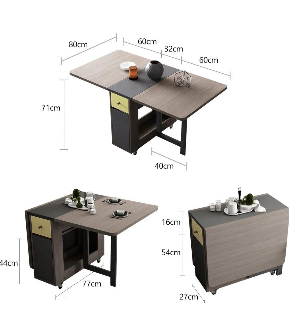 折りたたみダイニングテーブル グレー