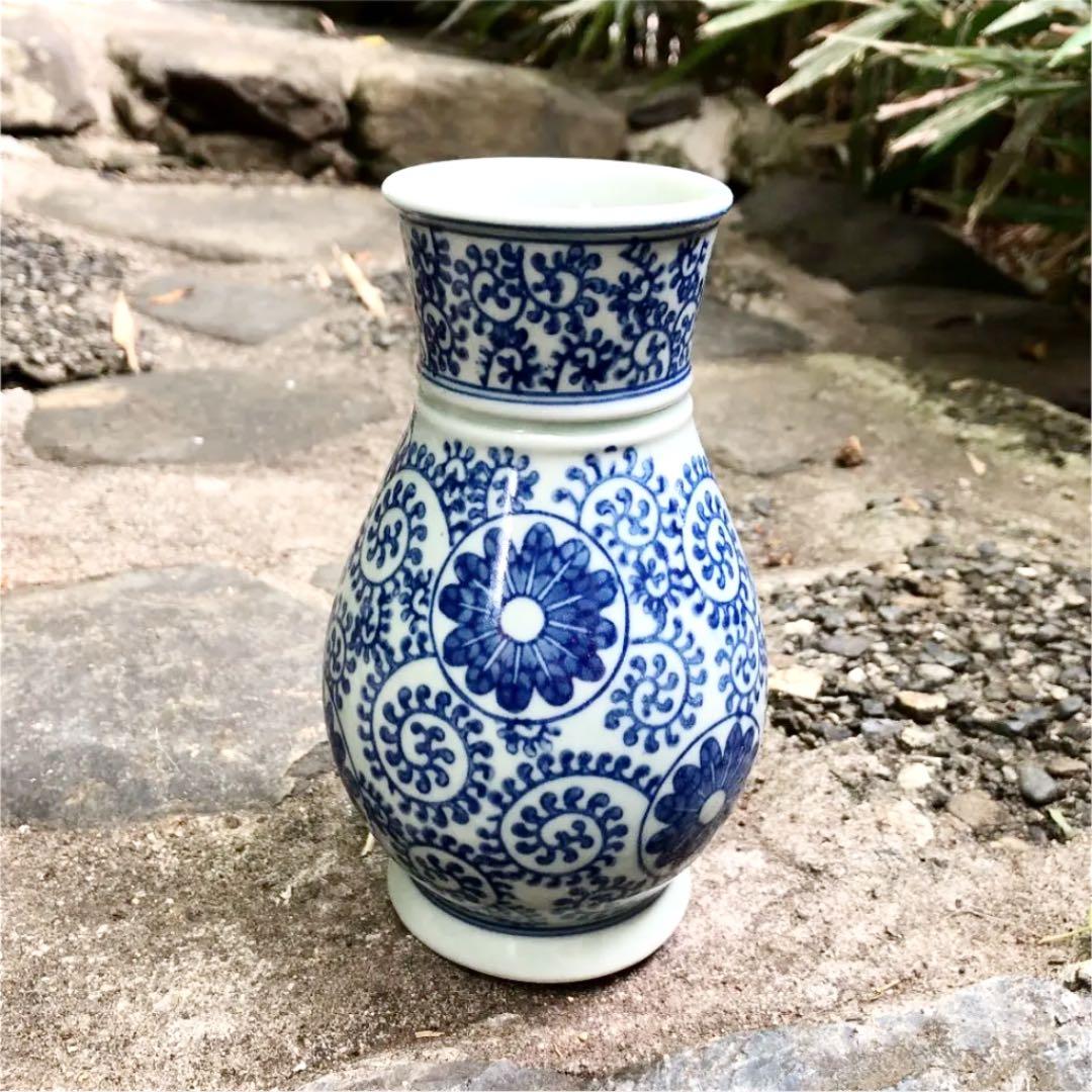 値下げ！古道具 骨董 中国唐物 染付 花入 花器 大清乾隆 印