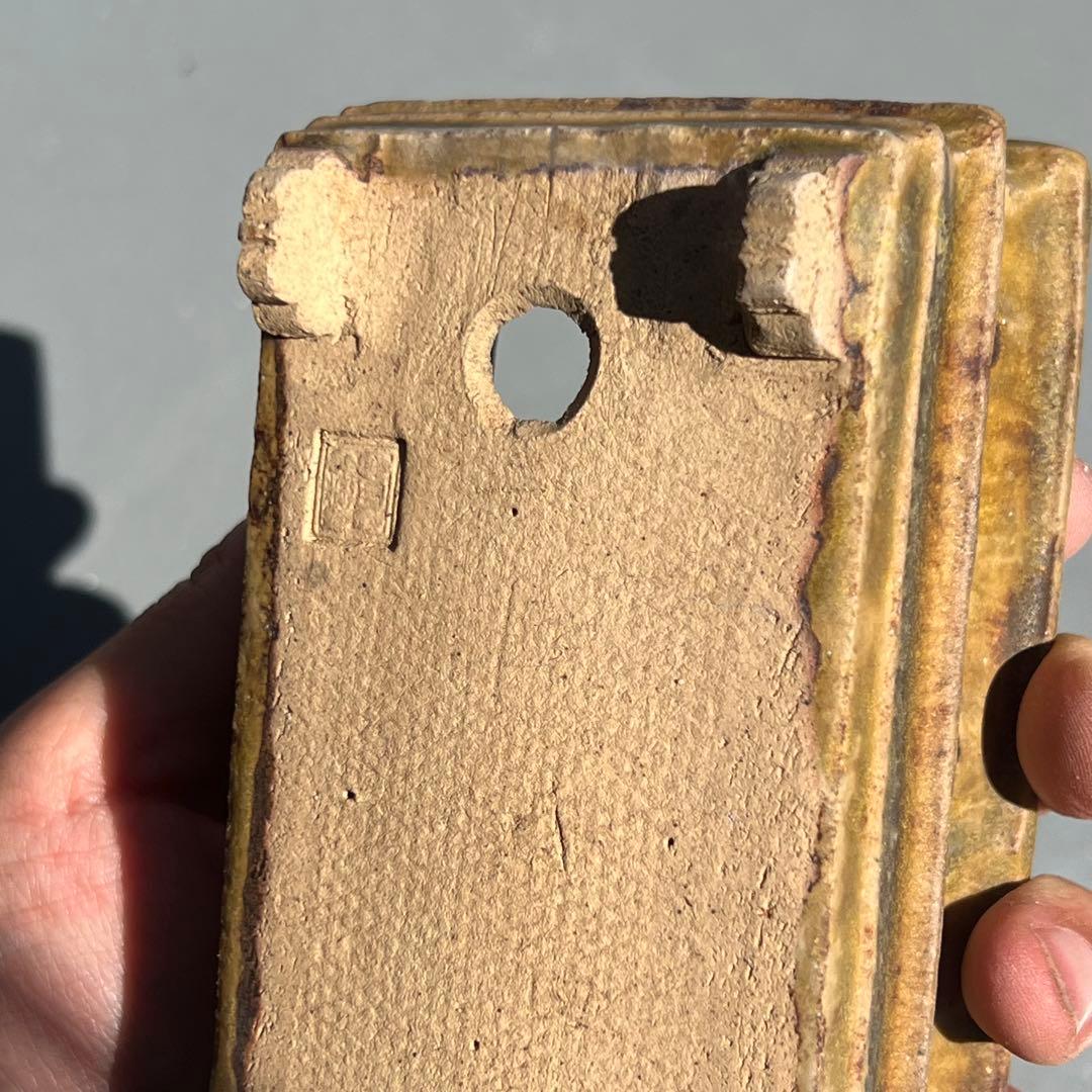 732.日本古鉢 飴釉長方 盆栽鉢 植木鉢 小品盆鉢13.8*7.8*5.2cm