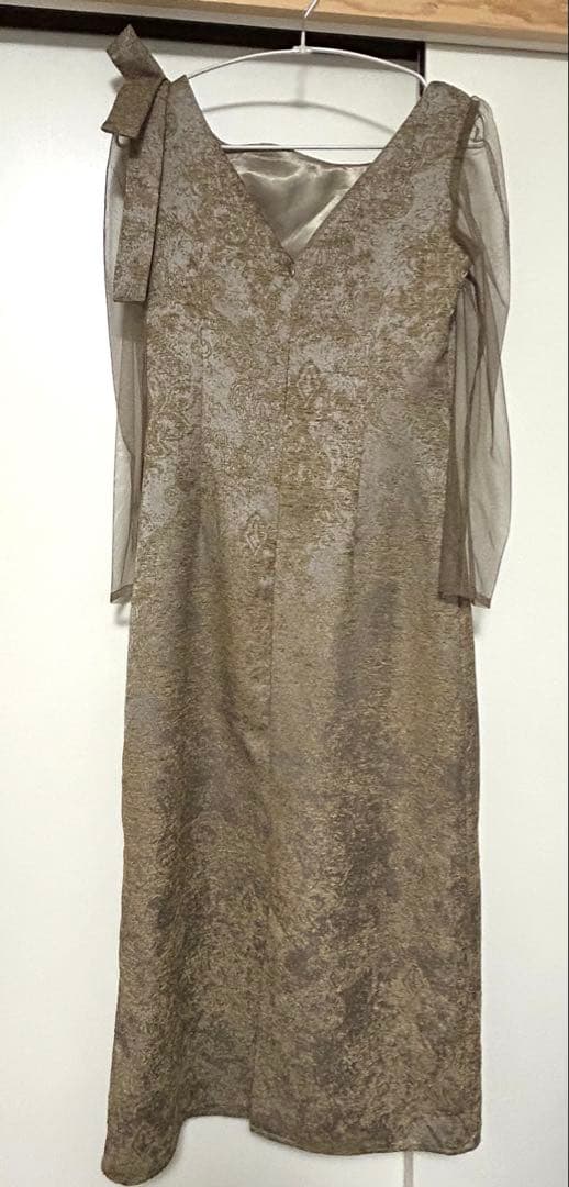 LE'RURE Shoulder ribbon jacquard dress