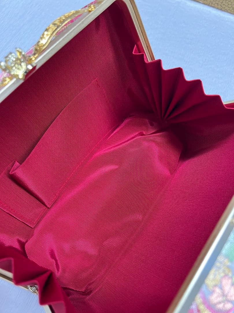 花柄 和装用バッグと草履セット　礼装　振袖　成人式　Mサイズ　厚底