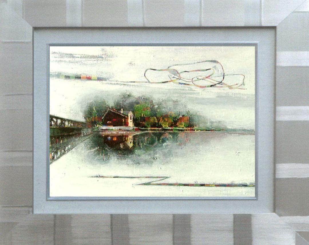 油絵 菅家令子 絵 絵画 インテリア uF6-062803 風景 橋
