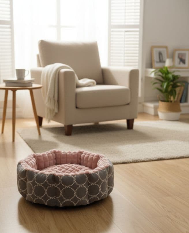 ❤Mサイズ❤dop タンバリン⚮̈ ペットベッド □グレー✕ピンク□