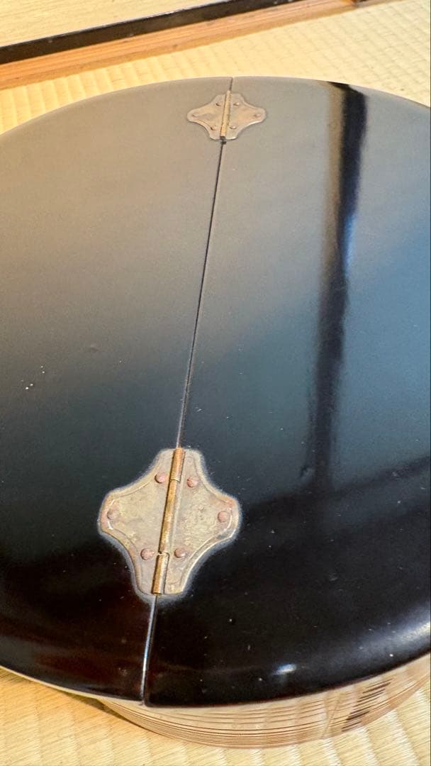 裏千鳥　曲水指 水指『春慶塗　鳥金蒔絵蓋　茶道具