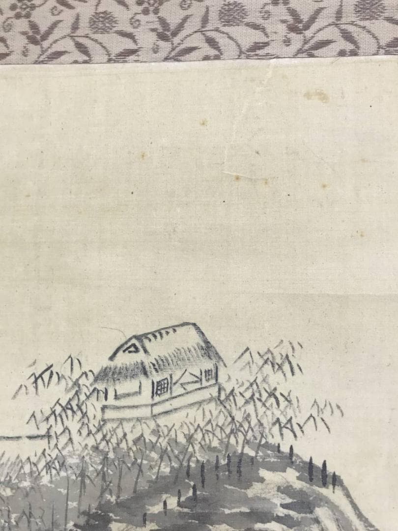 【模写】田能村直入/竹林山水画賛/山水図/掛軸/名家伝来/AD-648