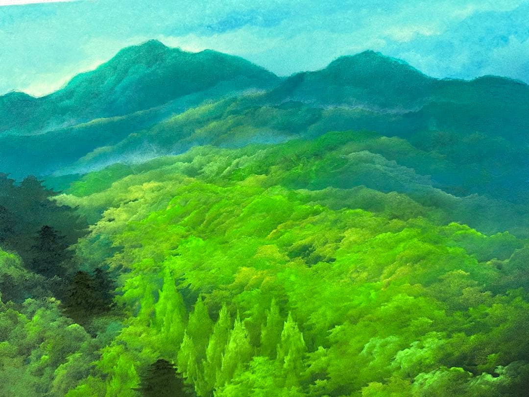 日本画 佐倉功起 緑快 風景画 日本画 佐倉功起 緑晨