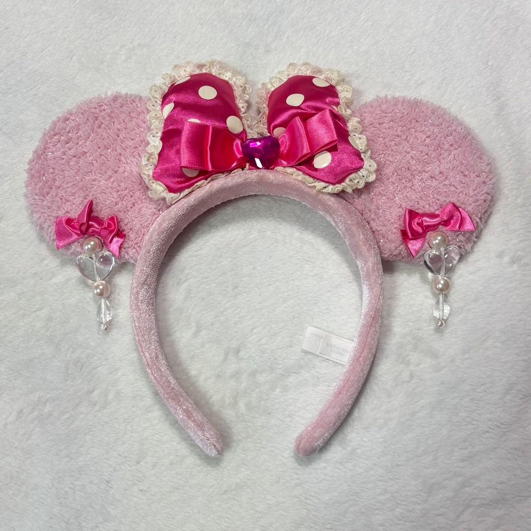 ディズニーミニーパルパルーザピンク水玉イヤリングカチューシャ