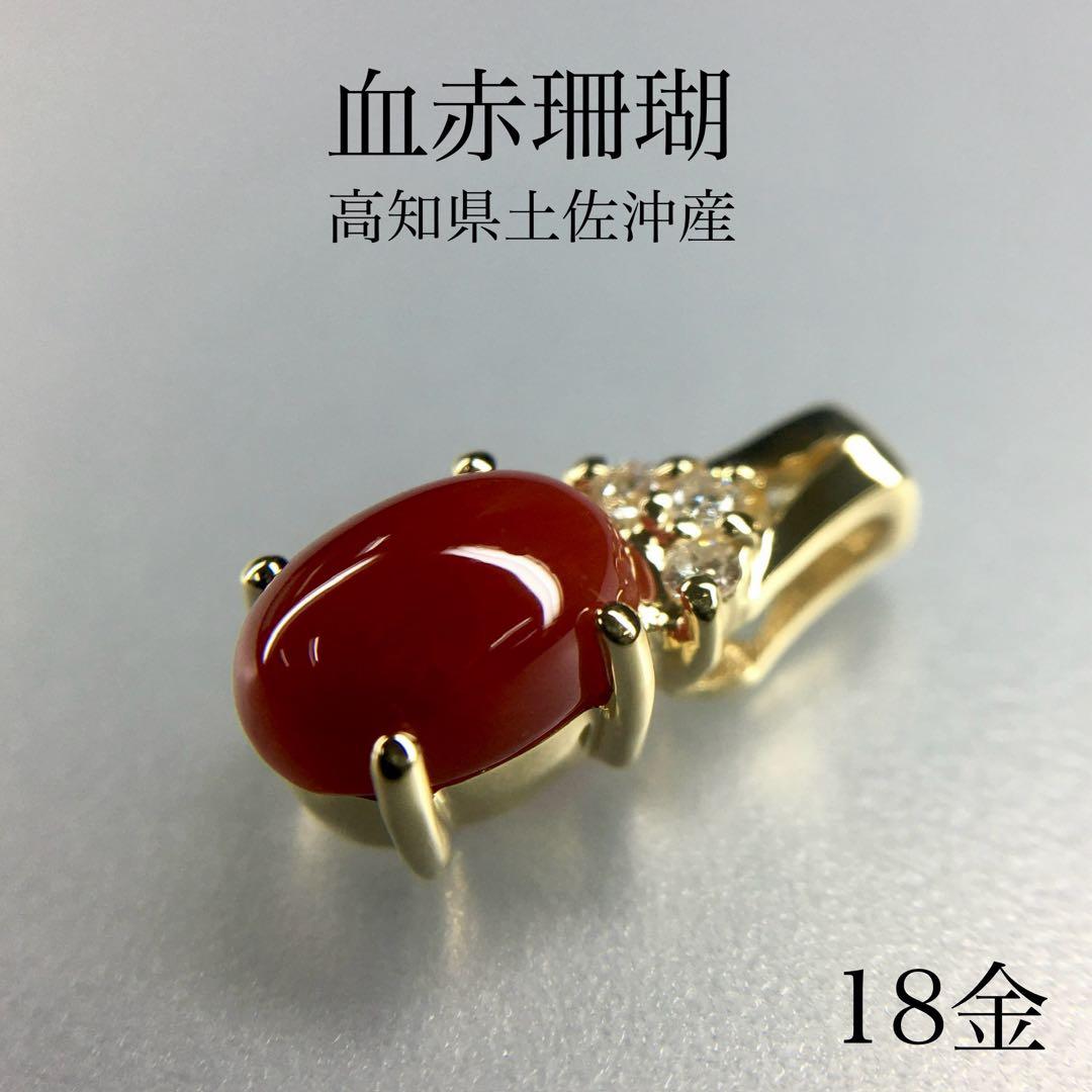 K18 血赤珊瑚 デザインペンダント 0.93ct 18金 - メルカリ