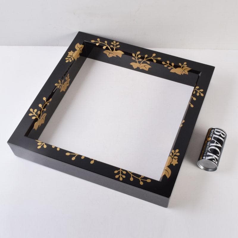 茶道具　塗師　松永松寛作　花草蒔絵　炉縁　共箱　V　8521A