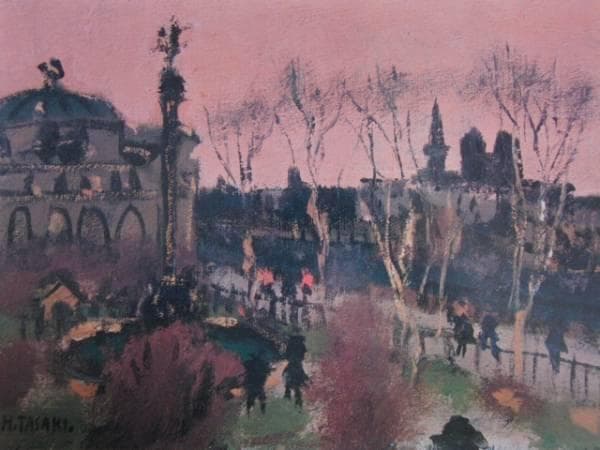 田崎廣助、巴里風景、希少画集画、新品額装付、状態良好