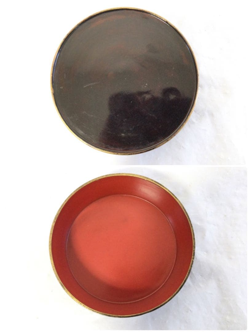 漆芸 鳳凰蒔絵 足付段重 蓋物 骨董 時代物 Mラ