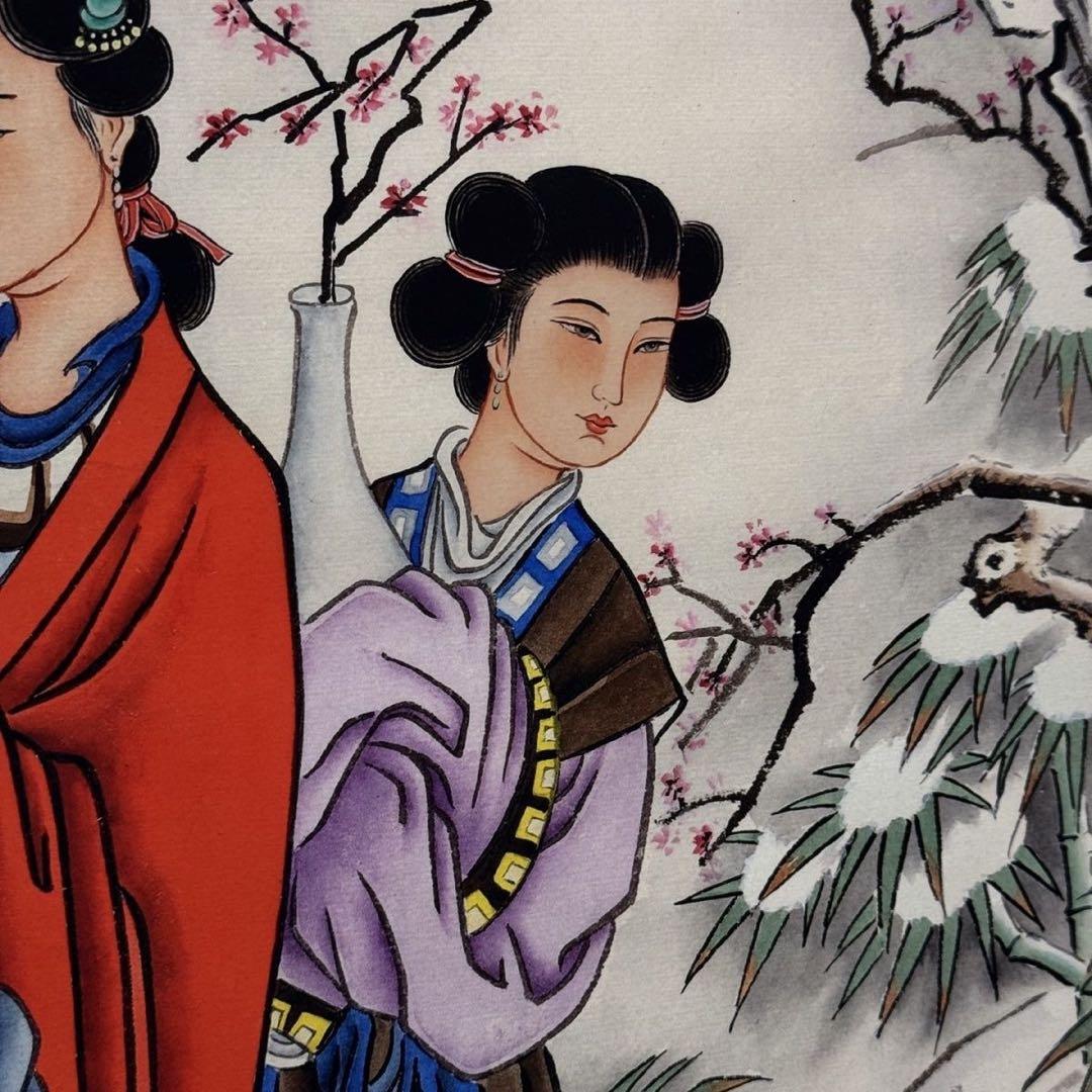 大四尺中堂　黄均《宝琴立雪》　掛軸　人物画　鑑蔵証書付き