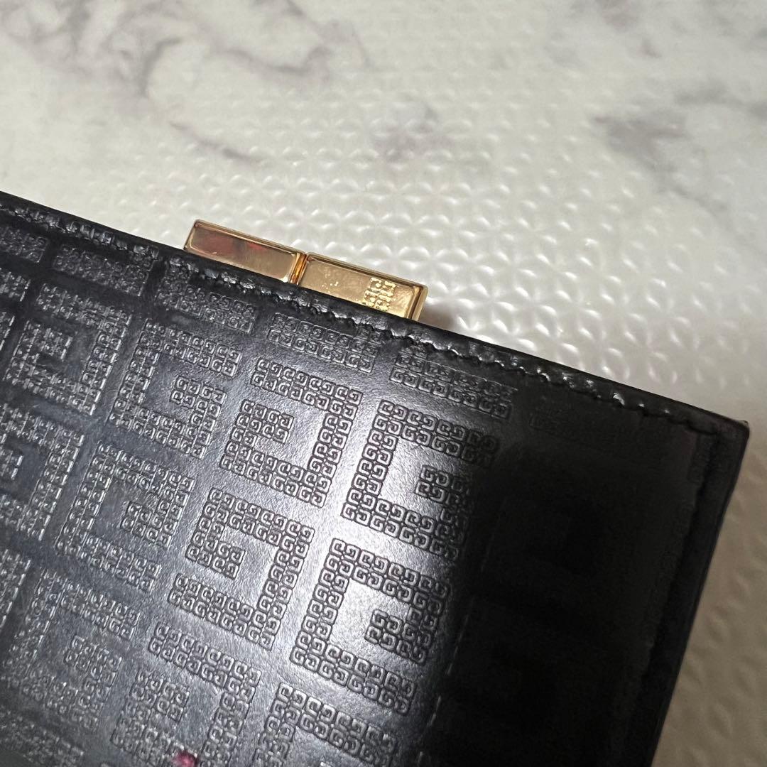 レア品 ジバンシー GIVENCHY ヴィンテージ 折り財布 総柄 ガマ口 黒