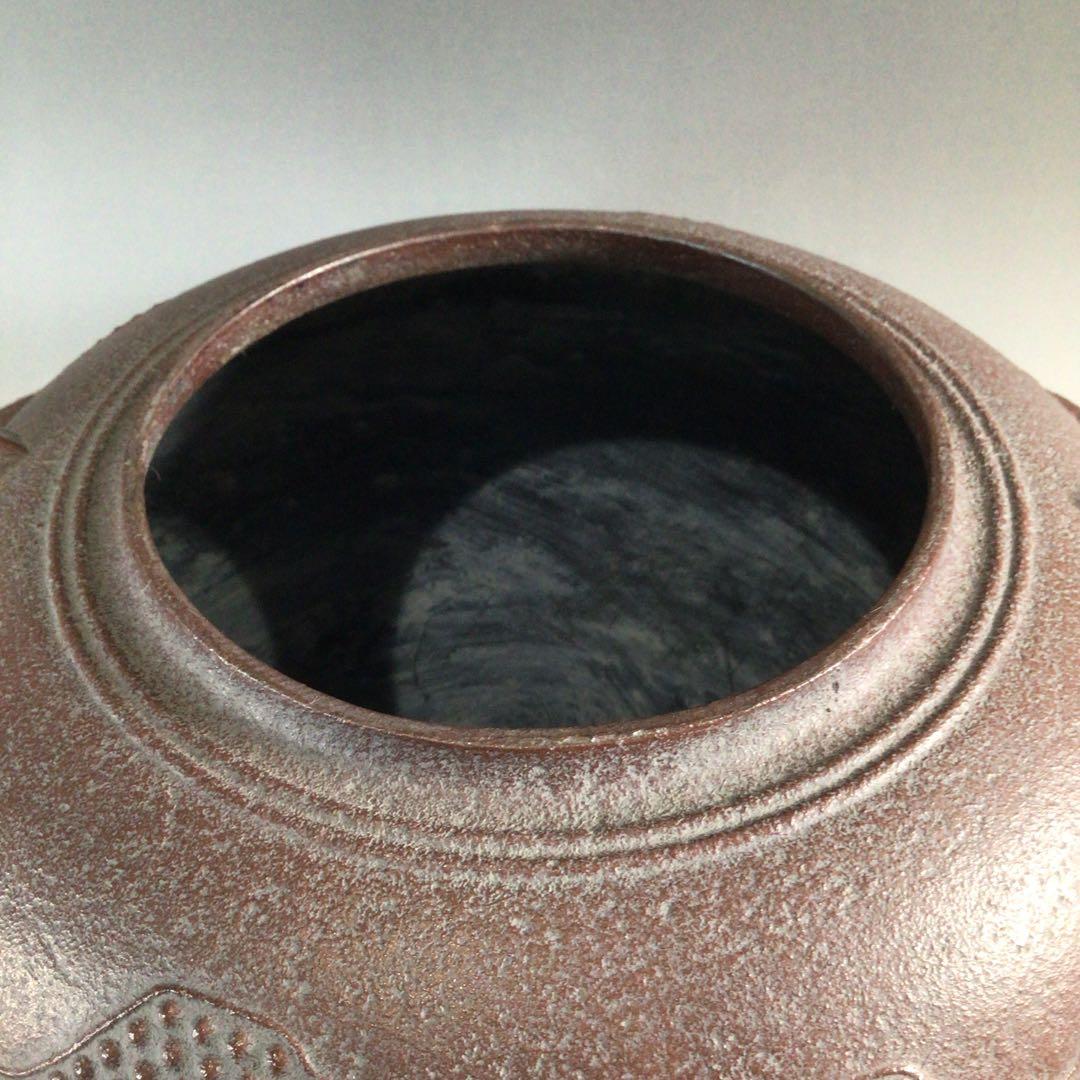 P742 茶釜 『釜師 佐藤清光造』『遠山霰』『透木釜』 共箱 茶道具