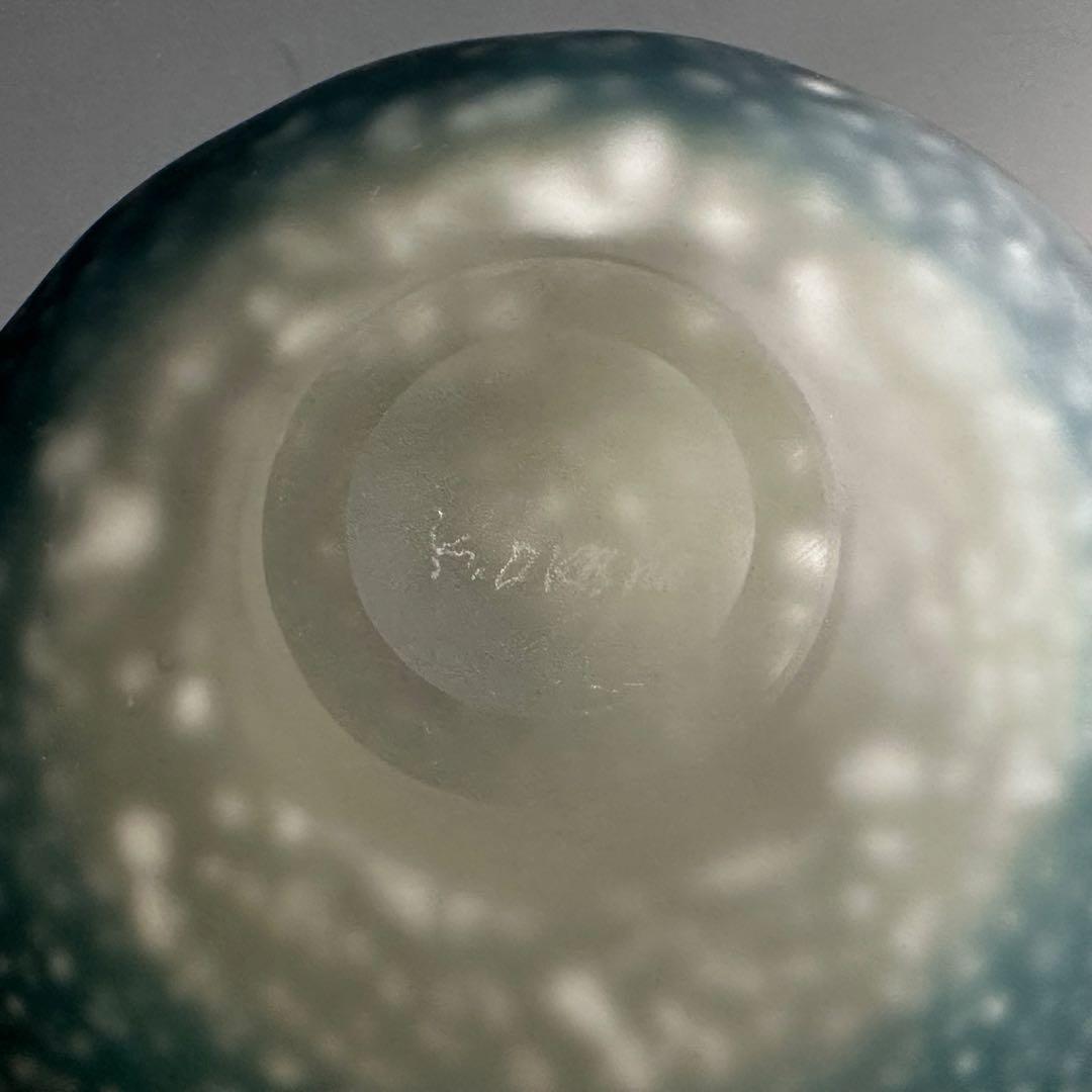 茶道具 彩色金銀箔入 クリスタル 茶碗 大川薫 共箱 ガラス 硝子 夏茶碗