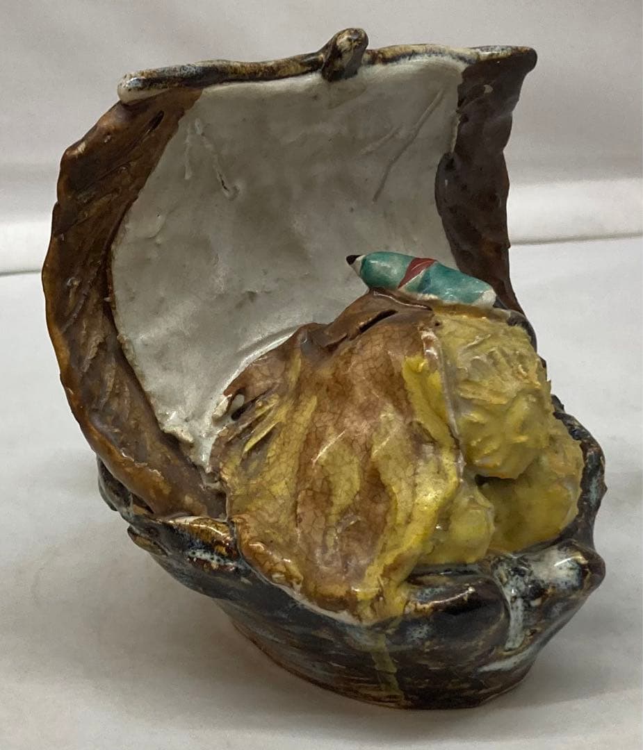 B192s 「宝船 置物」浅見安兵衛作 共箱 京焼 床飾