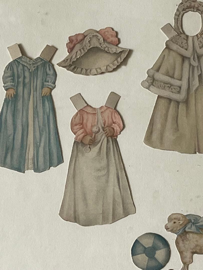 アンティークヴィクトリアンガラスフレーム壁掛け額装飾ペーパードール