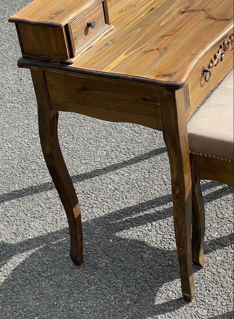 洋風 アンティークデスク 木製 軽量 テーブル イスセット