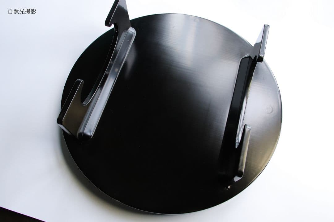 M851/ 木製漆器 草花絵変蒔絵 足付円形膳 五客 根来 黒塗 / 丸輪島加賀