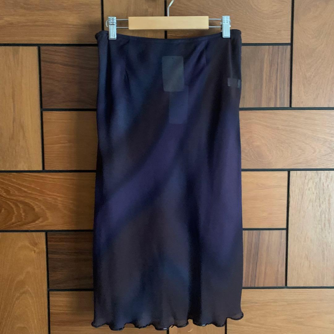 PRADA ジョーゼット シルク スカート ネイビー　タグ付き