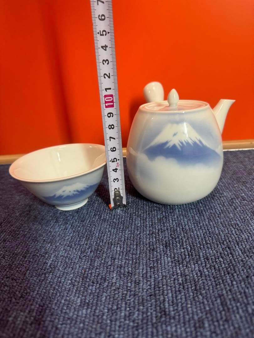 1836 深川製磁 富士山文 茶器セット 急須1客 湯呑5客