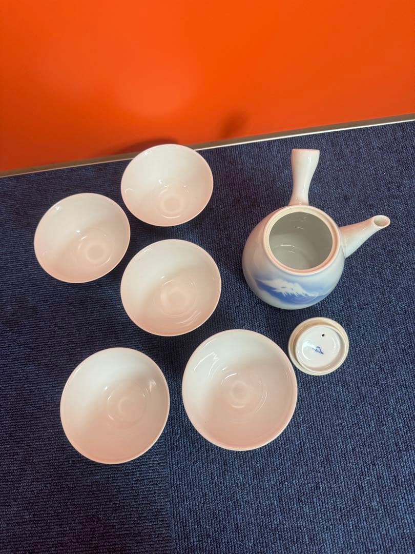 1836 深川製磁 富士山文 茶器セット 急須1客 湯呑5客