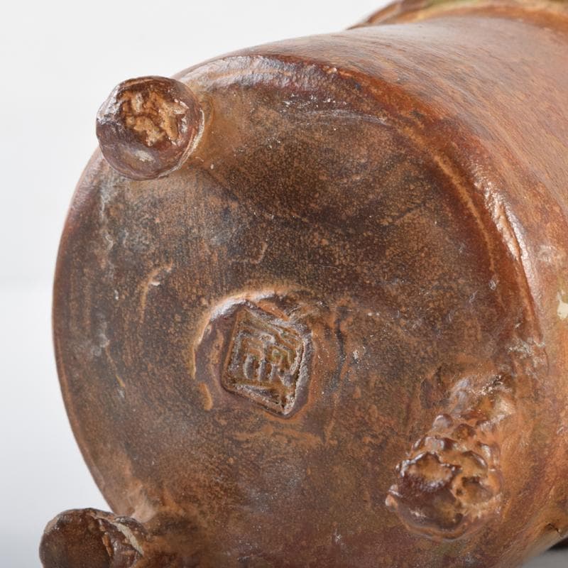 高岡銅器　三好三治造　蝋型鋳銅　花草文香炉　共布共箱　V　6971