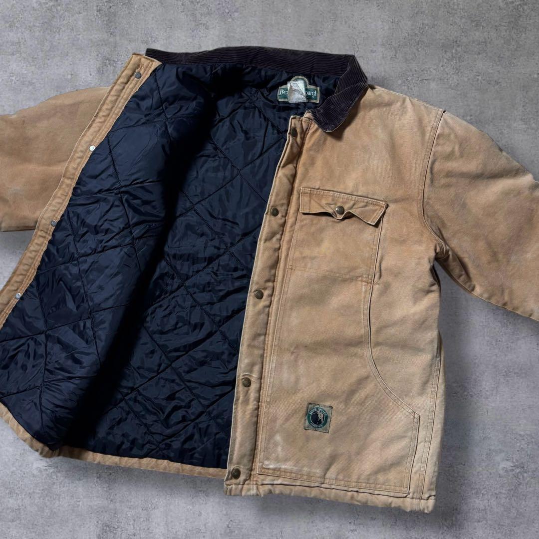 古着ダックジャケットトラディショナルコートキャメルブラウンコーデュロイ襟アメカジ