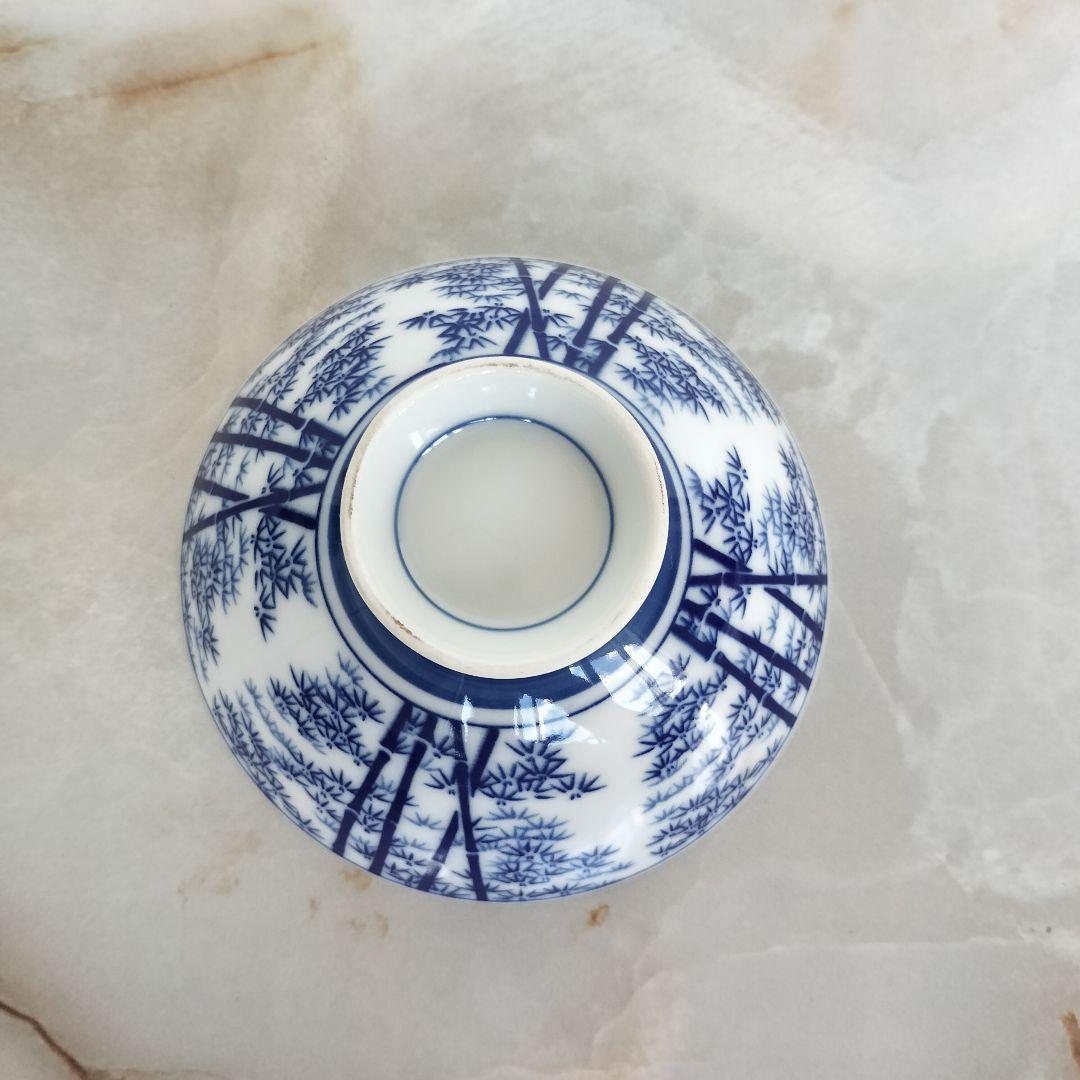 青い竹模様の茶碗 10個セット