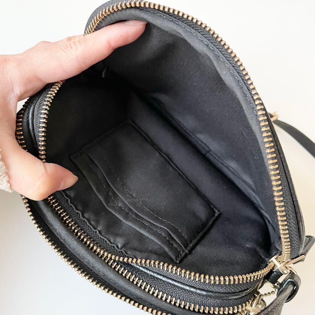 【極美品】COACH ダブルファスナー ショルダーバッグ カメラバッグ 黒
