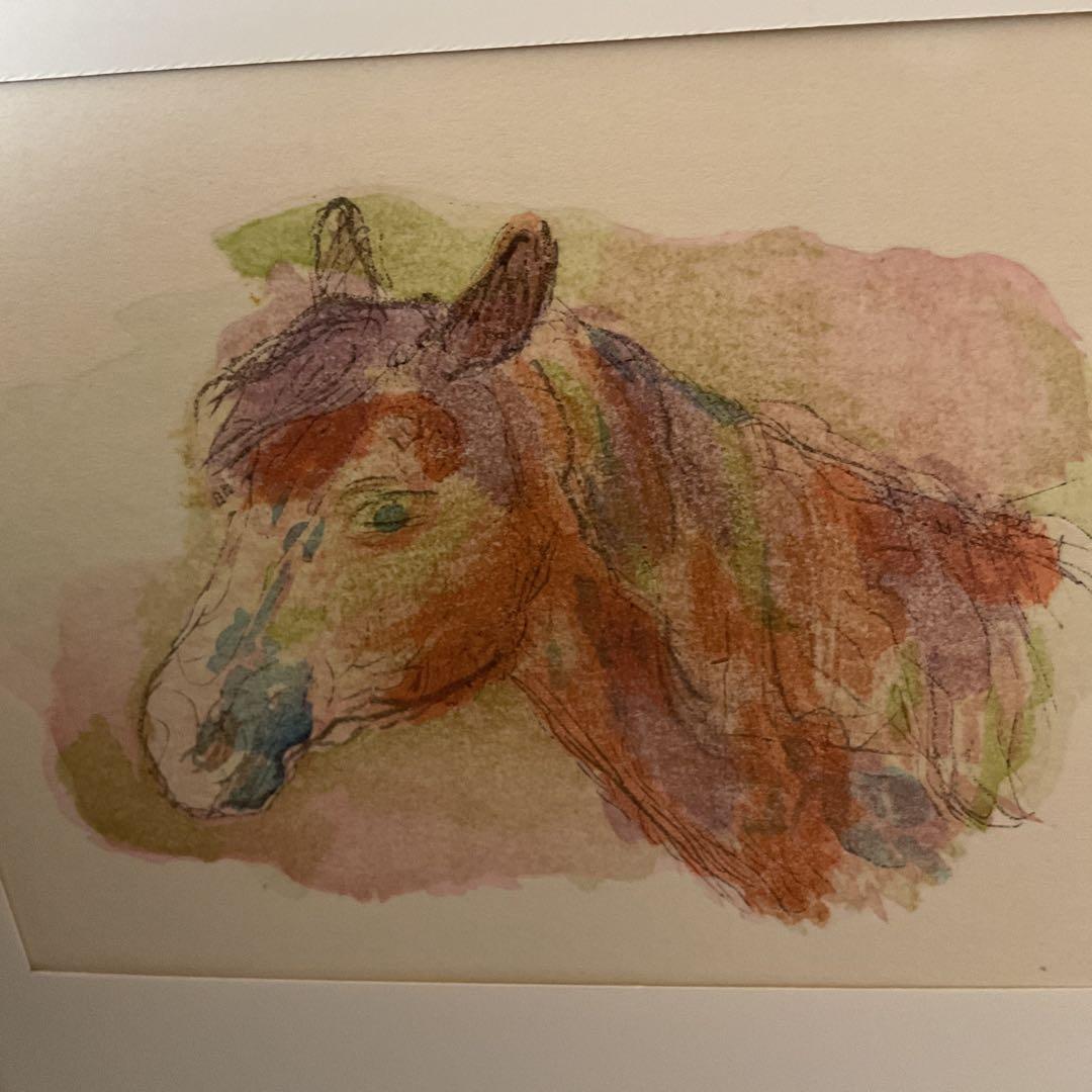 坂本繁二郎 木版 《 馬 の 首 》 1958年 制作 額装